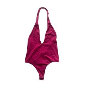 Wine red express backless bodysuit